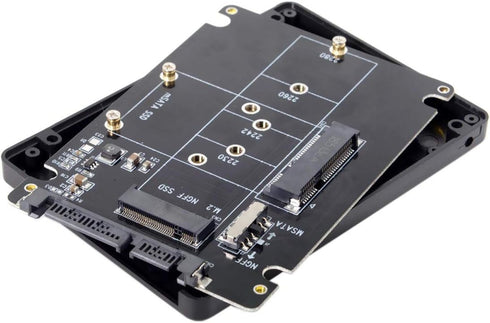 Cablecc Combo M.2 NGFF B-Key & mSATA SSD to SATA 3.0 Adapter Converter Case Enclosure with Switch...