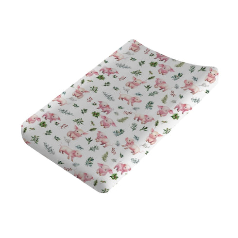 Farm Pink Pigs Boho Leaves Changing Pad Covers Christmas Animals Baby Diaper Change Pad Cover for Boys Girls Soft Breathable Stretch Unisex Diaper...