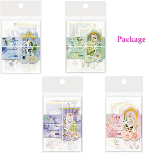 128PCS Vintage Scrapbook Supplies Scrapbooking Paper and Butterflies Flowers Stickers for Art Aesthetic Journaling Kit Junk Journal Planner...