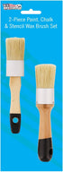 U.S. Art Supply 2-Piece Multi Use Oval and Round Chalk, Wax and Stencil Brushes for Chairs, Dressers, Cabinets and Other Wood Furniture - 100% Nat...