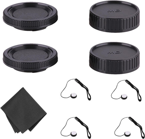 Camera Body Cap and Rear Lens Cap Cover Compatible with Minolta MD/MC/SR Rokkor Lenses Such as SR-2, SR-7, SR-T 101, XK, XM, X-1, XE-5, XE, XE-1, ...