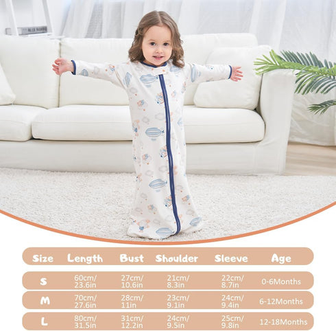 Long Sleeve Sleep Sack, 100% Cotton Baby Sleeping Bag 0-18 Months Baby Wearable Blanket Super Soft Temp Regulating Premium Infant Toddler Kids Sle...