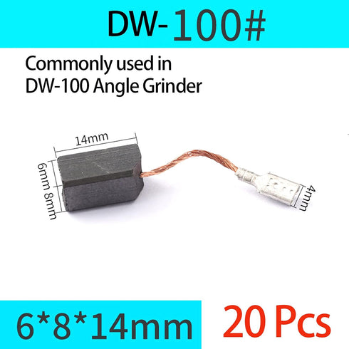 20 Pcs Motor Carbon Brush 6x8x14mm Angle Grinder/Electric Hammer Cutting Machine/Polisher/Hand Drill Carbon Brushes For Replacement Generic Electr...