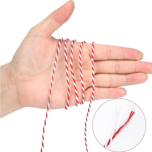 jijAcraft Red and White Twine String, 328 Feet Christmas Bakers Twine String, 2MM Heavy Duty Packing String for DIY Crafts, Christmas Decoration, ...