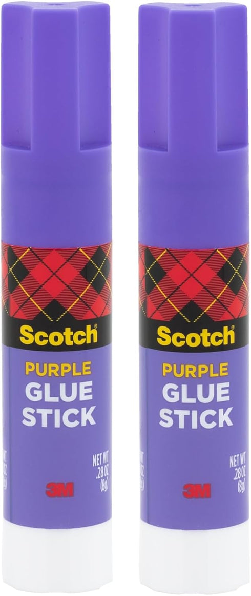 Scotch Purple Glue Stick 6108-2N – .28 Ounce, Acid-Free, Non-Toxic, Dries Clear, Ideal for Paper and Fabric Projects, 2-Pack...