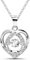 Sterling Silver Heart Necklace for Women Beating Love Heart Necklace Shiny Cubic Zirconia Dancing CZ Adjustable Chain Necklace for Daughter Mother...