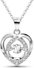 Sterling Silver Heart Necklace for Women Beating Love Heart Necklace Shiny Cubic Zirconia Dancing CZ Adjustable Chain Necklace for Daughter Mother...