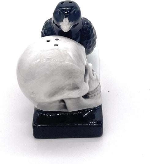 Rustix Quoth The Raven Ceramic Gothic Halloween Decor Cute skull Horror Salt and Pepper Shaker Set Scary Spooky and witchy Gift Fall Season Decor ...