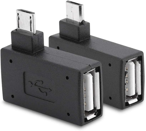 Zerone 2Pcs 90 Degree Left & Right Angled Micro USB 2.0 OTG Host Adapter, Female to Male Micro OTG Adapter with USB Electricity Supply Port...
