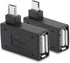Zerone 2Pcs 90 Degree Left & Right Angled Micro USB 2.0 OTG Host Adapter, Female to Male Micro OTG Adapter with USB Electricity Supply Port...