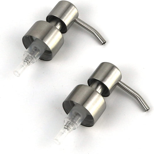 Silver Stainless Steel Minimalist Style Liquid Soap Dispenser for Bathroom Kitchen, Foam Nozzle Pump Bottle Press Head - Stainless Steel A Counter...