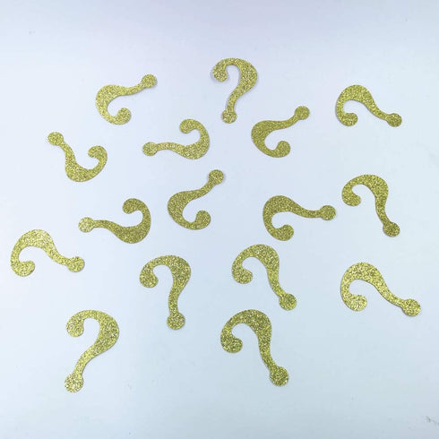 100 Counts Gold Glitter Question Mark Table Confetti/Paper Scatter for Gender Reveal Party Decorating...