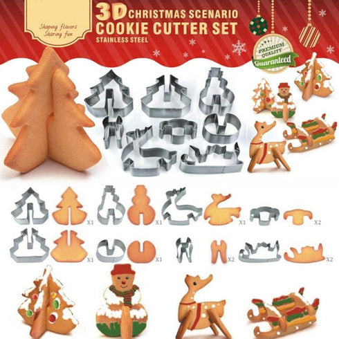 8 Pieces 3D Christmas Snowman Cookie Cutters Stainless Steel Cartoon Biscuit Cutter Mould for Holiday DIY Baking Cake Fondant Sugarcraft Muffin Pa...
