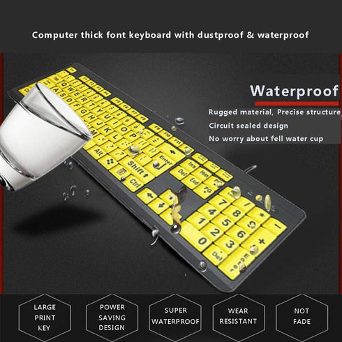 Large Print Computer Keyboard, Wired USB High Contrast Keyboard with Oversized Print Letters for Visually Impaired Low Vision Individuals (Yellow+...