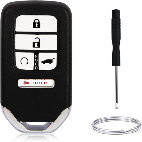 5 Buttons Honda Keyless Entry Remote Car Key Casing Replacement Key Fob Case with Uncut Blade Fit for 2016 2017 2018 Honda Pilot CR-V Civic(KR5V2X...