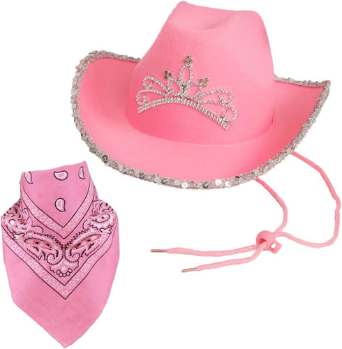 Funny Party Hats Cowboy Hat for Adults - Felt Cowboy Hats w/Paisley Bandana...
