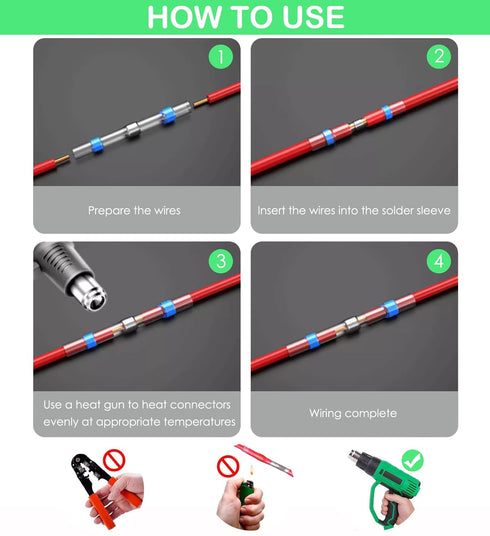 400pcs Solder connectors with Heat Shrink Waterproof Electrical Docking Joints for Sealing Wire Connections. DIY Electrical Connection Wiring and ...