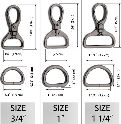 Oval Snap Hooks,with D Rings 8 Sets Purse Hardware Lobster Clasp Keychain Clip Purse Making Accessories (Gunmetal,1 1/4")...