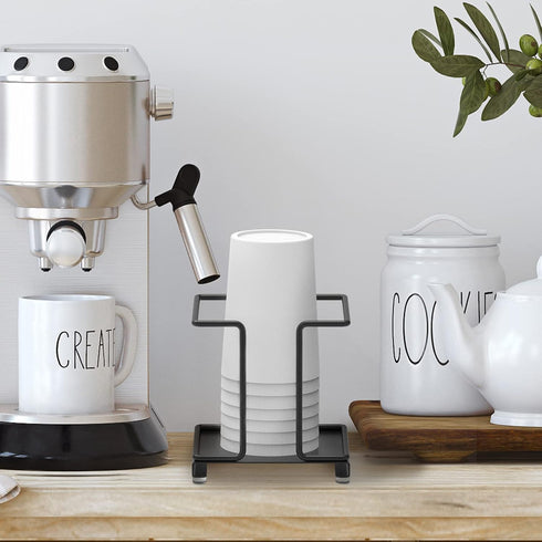 Metal Bathroom Cup Dispenser, Disposable Paper Bathroom Cup Holder, Countertop Cup Storage Organizer for Home Office (Black)...