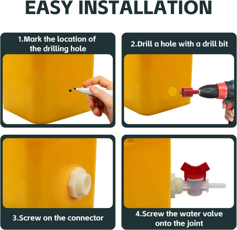 Rabbit Watering System Bucket Connector kit with 5/16'' Barb,Bulkhead Fitting,Mesh Washer, Hole Saw (for ID 5/16’’ Hose)...