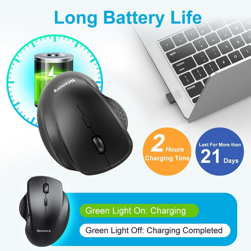 Bluetooth Mouse, Wireless Mouse, Ergonomic Mouse, 2.4GHz with USB Receiver, 1600 DPI Optical Tracking, Quiet Clicks, Computer Mouse for Laptop, PC...