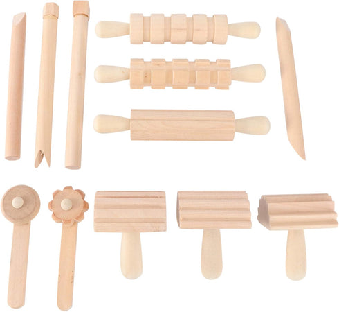 1 Set Wood Clay and Dough Textured Rolling Pins Wooden Clay Stamp for Arts Crafts Christmas Birthday...