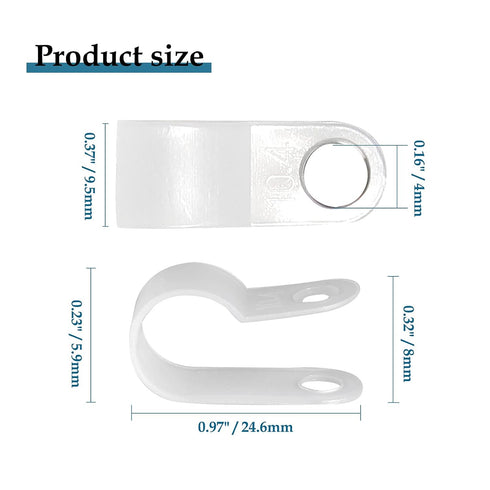 100 Pcs 3/8 Inch R-Type Clip Clamp, Nylon P-Type Mounting Clips, Cable Clip Wire Clamp for Wire Management, Stainless Steel Screws Included...