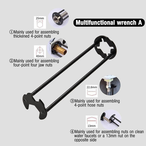 2pcs Basin Wrench Multifunctional Sink Wrench 7 Sizes Faucet Tool Plumbers Wrench Universal Socket Wrench Plumbing Tools for Tight Spaces Kitchen ...