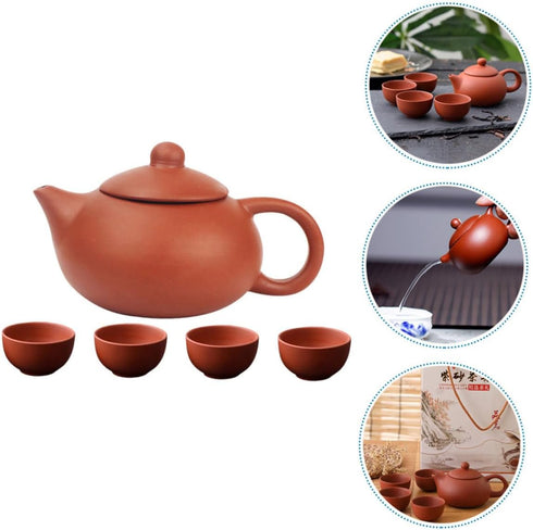1 Set Purple Clay Teapot Set Travel Set Chinese Tea Set Chinese Tea Cup Set Teapot and Cup Set Delicate Tea Service Set Portable Teapot Kit Grace ...