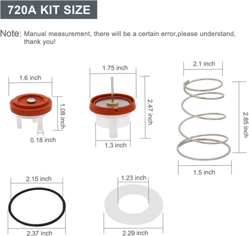 2 pack 720A Pressure Vacuum Breaker Repair Kit for Wilkins 1/2, 3/4 and 1 Inch Pressure Vacuum Breaker...