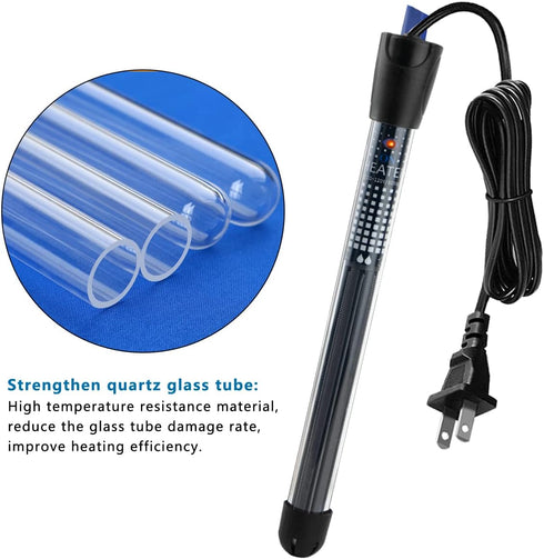 100W Submersible Aquarium Heater, Adjustable Fish Tank Heater, Suction Cups and Free Thermometer Suitable for Marine Saltwater and Freshwater...