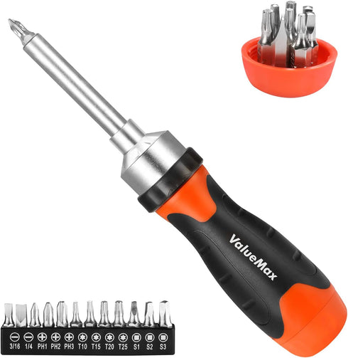 ValueMax 13-in-1 Multi-bit Ratcheting Screwdriver Set Tool All in One, Portable Multi-purpose Ratchet Screw-driver, Slotted/Philips/Torx/Square...