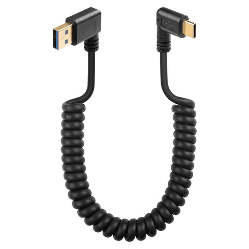 SinLoon 90 Degree USB Type C Spring Cable 5Gbps Retractable USB3.0 to USB C Charging Cable and Data Transfer for Phone, Tablet, Other USB C Device...