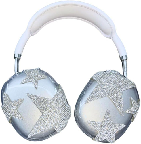 Case Cover for AirPods Max Headphones Glittering gem-Encrusted, Stars Sparkling Rhinestones Accessories Ultra Protective Cover for Apple AirPods M...