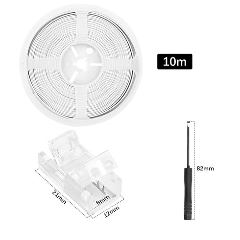 RGBZONE 10pcs 2-Pin 8mm LED Strip to Wire Connectors and 10m/32.8ft 2 Pin Extension Wire for Waterproof or Non-Waterproof Single Color LED Strip L...