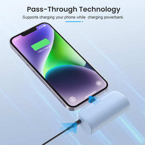 Mini Portable Charger Power Bank for iPhone,5200mAh Phone Charger, Ultra-Compact PD Fast Charging Battery Pack Compatible with iPhone 14/14 Plus/P...