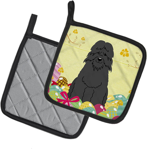 Caroline's Treasures BB6074PTHD Easter Eggs Bouvier des Flandres Pair of Pot Holders Kitchen Heat Resistant Pot Holders Sets Oven Hot Pads for Coo...