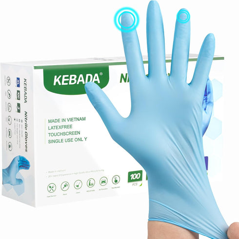 Nitrile Gloves D1, Nitrile Disposable Gloves for Cleaning, Food Prep, Industrial Grade, Non-Sterile, Food Safe, Powder & Latex Free, Touchscreen, ...