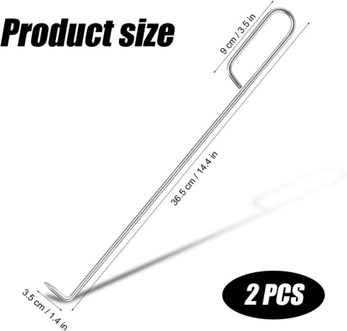 2pcs Swim Skimmer Basket Hook, 14.4in Pool Skimmer Arm Stainless Steel Extension Handle Skimmer Lid Lifting Hook for Hand Clean Pool Maintenance K...