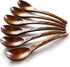 Soup Spoons,AOOSY Wooden Soup Spoons, 6 Pieces 7.84 inches Japanese Ramen Spoons Round Nanmu Wood Long Handle Rice Dessert Cooking Tasting Dinner ...