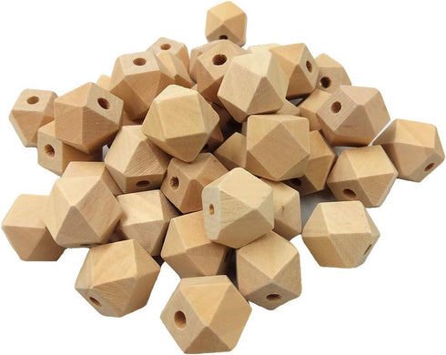 30pcs Natural Wood Geometric Hexagon Beads 14mm Maple Wood Polygon Ball Wooden Loose Spacer Beads for Crafts DIY Jewelry Making (30pcs)...