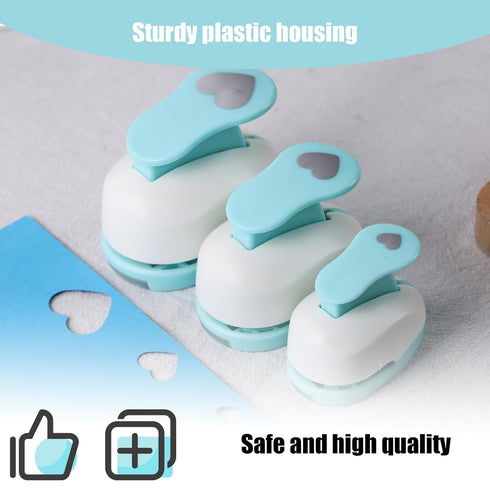 LOVEINUSA 3PCS Blue Paper Punches for Craft, Paper Punch Heart Shapes Blue Paper Craft Puncher for Scrapbooking Greeting Card DIY Albums...