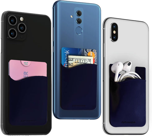 USA Merchant Redesigned Card Holder - Silicone Stick on Cell Phone Wallet with Pocket for Credit Card ID Business Card - iPhone Android & Smartpho...