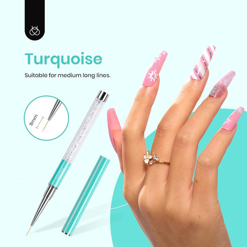 Beetles Gel Polish Nail Art Liner Brushes 5Pcs Painting Art Design Pen Set Diamond Application Rhinestone Handle Dotting Drawing Sizes 5 7 9 11 20...