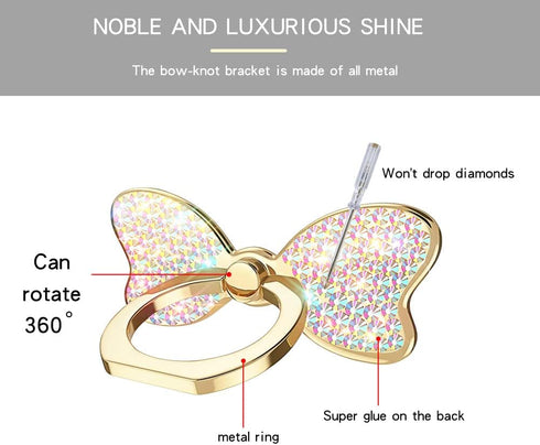 Cavdycidy Bling Butterfly Cell Phone Ring Holder Finger,360 Rotation Sparkle Phone Holder Ring Grip,Butterfly Ring Glitter Metal Kickstand for All...