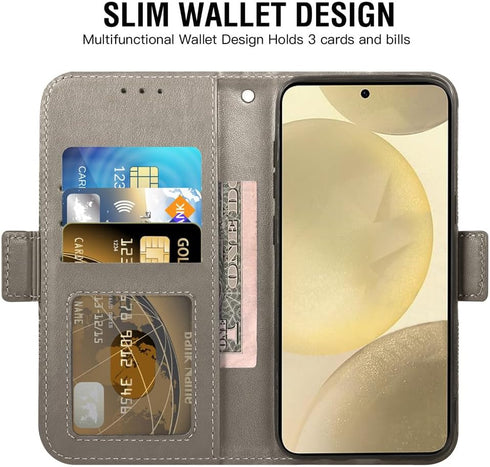 Asuwish Phone Case for Samsung Galaxy S24 5G Wallet Cover with Tempered Glass Screen Protector and Leather Flip Credit Card Holder Stand Wrist Str...
