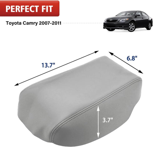 KBH Center Console Armrest Cover Replacement for Toyota Camry 2007 2008 2009 2010 2011, Vinyl Leather Arm Rest Covering Upholstery, Anti-Scratch, ...