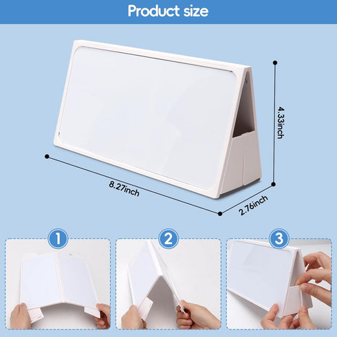 Mini Desktop Double-side Dry Erase Board, Foldable Double-side Stand-up Whiteboard with Dual-tip Marker (Two Board)...