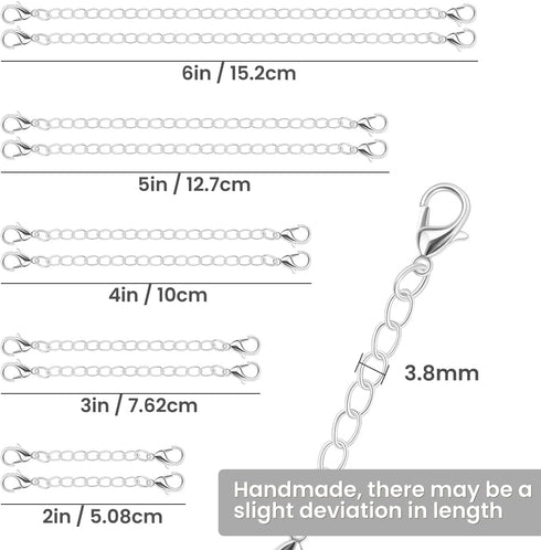 10 Pcs Chain Extenders for Necklaces, 5 Different Extender Chain Set, Necklace Extender Bracelet Extender for Jewelry Necklace, Bracelet and Ankle...
