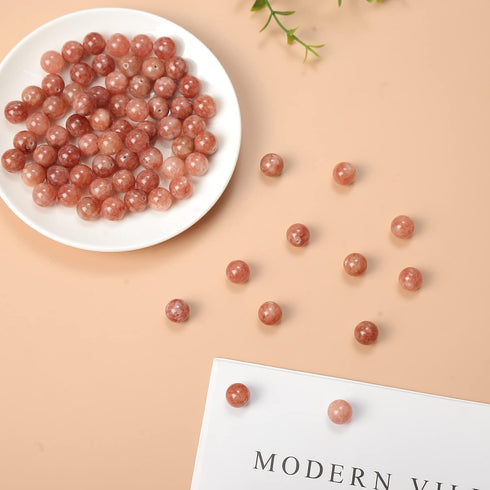 45pcs 8mm Natural Stone Beads Sunstone Chalcedony Beads Energy Crystal Healing Power Gemstone for Jewelry Making, DIY Bracelet Necklace...